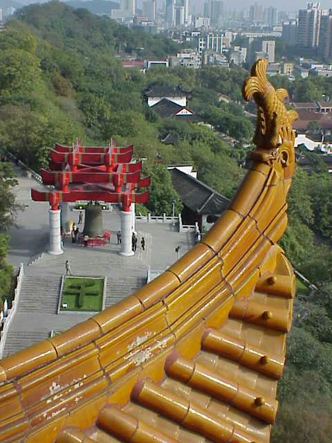    Bell tower & pagoda roof detail,   Yellow Crane Pagoda     